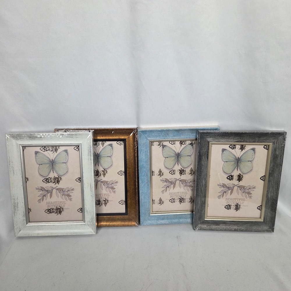 New Sealed 5 x 7 Picture‎ Frames Set 4 Rustic Retro Photo Frame w/ Plastic Cover